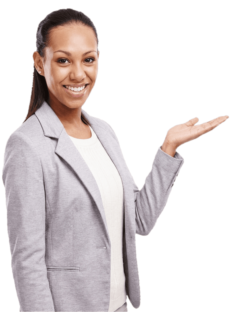 CR Equity AI specialist gesturing toward the inquiry form